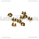 10 Coppette a Fiore in Acciaio Inox Dorato 6mm