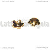10 Coppette a Fiore in Acciaio Inox Dorato 6mm