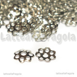 25 Coppette Copriperla Filigranate in metallo argentato 7mm