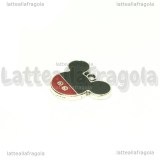 Ciondolo Topolino in metallo argentato smaltato 19x16mm