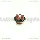 Ciondolo Minnie in metallo argentato smaltato 18x14mm
