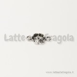 Connettore fiore in metallo argento antico 18x10mm