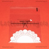 10 buste in plastica trasparente Scritta Handmade con bordo adesivo 14x10cm