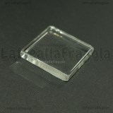 Cabochon in vetro trasparente quadrato 30mm