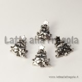 Albero di Natale foro largo in metallo argento antico 15x13mm