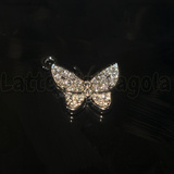Ciondolo Farfalla con pavé di strass in metallo argentato 19.5x16.5mm