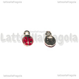 Cham Coccinella in metallo argentato smaltato 9x5mm