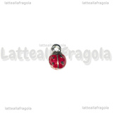 Charm Coccinella in metallo argentato smaltato 9x5mm