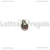 Cham Coccinella in metallo argentato smaltato 9x5mm