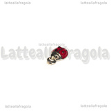 Cham Coccinella in metallo argentato smaltato 9x5mm
