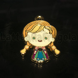 Ciondolo Anna di Frozen in metallo dorato smaltato 29x18mm