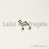 Charm nota musicale double-face in metallo argento antico 14x18mm