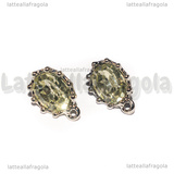 Coppia Perni in metallo argentato cabochon in resina cristal 15x10.5mm