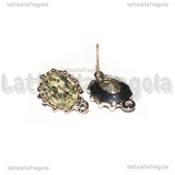 Coppia Perni in metallo argentato cabochon in resina cristal 15x10.5mm