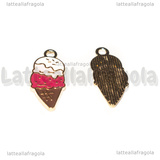 Charm Cono Gelato in metallo dorato smaltato 21x9.5mm