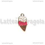 Charm Cono Gelato in metallo dorato smaltato 21x9.5mm