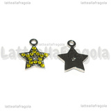 Ciondolo Stella in Acciaio Inox con pavè di strass gialli 15.5x13mm