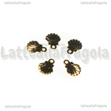 5 Conchiglie in Acciaio Inox Dorato 7.5x5.5mm