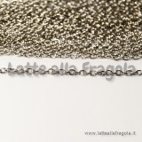 1 Metro di catena in metallo toni argentati maglia ovale 3x2mm