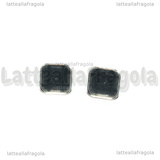 Coppia Orecchini a perno in Acciaio Inox Base Quadrata 10mm