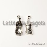 Charm biberon in metallo argento antico 24x9mm