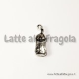 Charm biberon in metallo argento antico 24x9mm