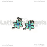 Orecchini a Perno Fiori in Acciaio Inox Smaltato azzurro 12.5x9mm