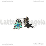Coppia Perni Fiori in Acciaio Inox Smaltato azzurro 12.5x9mm