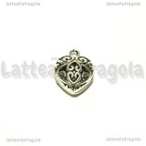 Charm Cuore 3D filigranato in metallo argento antico 16x13mm