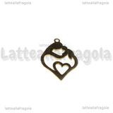 Ciondolo Cuore Mamma e Figlio in Acciaio Inox Dorato 24x17mm