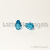 Goccia in vetro sfaccettato azzurro 11x8mm