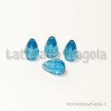 Goccia in Vetro Azzurro sfaccettato con foro passante 11x8mm