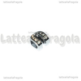 Ferro di Cavallo con Strass Cristal in metallo argentato foro largo 10x9mm