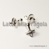 Charm 3D ciuccio in metallo argento antico 13x9mm