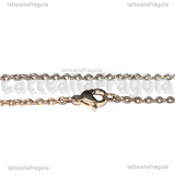 Collana in Acciaio Inox Oro Rosa 45cm a Maglia Ovale 2.5x2mm