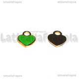 Ciondolo Cuore in Acciaio Inox Dorato smaltato Verde 12x10.5mm
