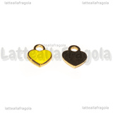 Ciondolo Cuore in Acciaio Inox Dorato smaltato Giallo 12x10.5mm
