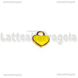 Ciondolo Cuore in Acciaio Inox Dorato smaltato Giallo 12x10.5mm