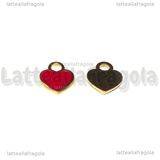 Ciondolo Cuore in Acciaio Inox Dorato smaltato Rosso 12x10.5mm