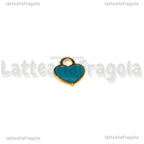 Ciondolo Cuore in Acciaio Inox Dorato smaltato Ottanio 12x10.5mm