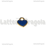 Ciondolo Cuore in Acciaio Inox Dorato smaltato Blu 12x10.5mm