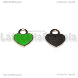Ciondolo Cuore in Acciaio Inox smaltato Verde 12x10.5mm