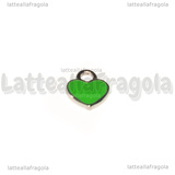 Ciondolo Cuore in Acciaio Inox smaltato Verde 12x10.5mm
