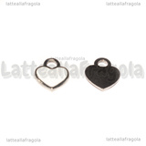 Ciondolo Cuore in Acciaio Inox smaltato Bianco 12x10.5mm