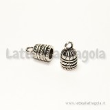 Terminale a coppa in metallo decorato argento antico 14x8mm