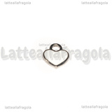 Ciondolo Cuore in Acciaio Inox smaltato Bianco 12x10.5mm