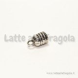 Terminale a coppa in metallo decorato argento antico 14x8mm