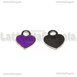Ciondolo Cuore in Acciaio Inox smaltato Viola 12x10.5mm