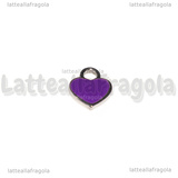 Ciondolo Cuore in Acciaio Inox smaltato Viola 12x10.5mm