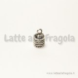 Terminale a coppa in metallo decorato argento antico 14x8mm